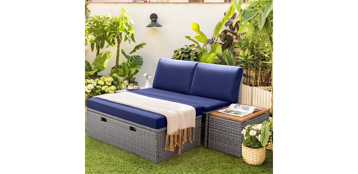 Homall Outdoor Storage Daybed Patio Furniture Set
