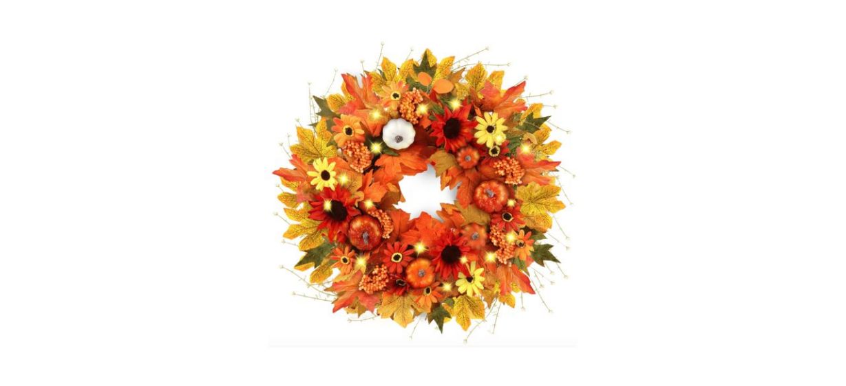 Best 20-Inch Fall Wreath with Lights 