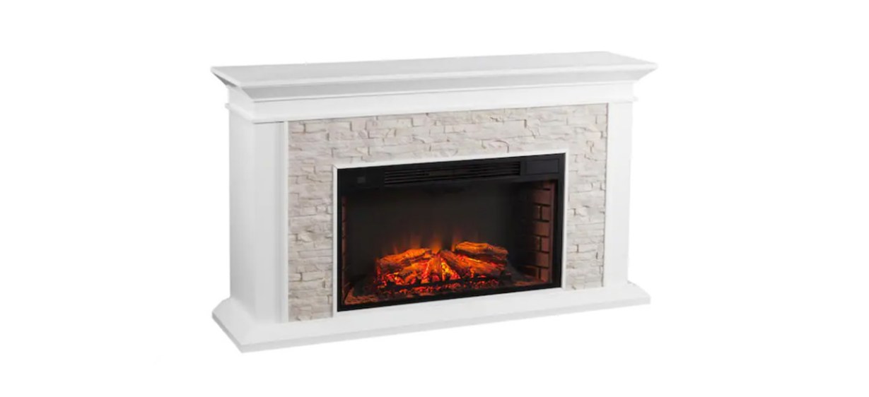 best Ithaca Faux Stacked Stone Electric Fireplace