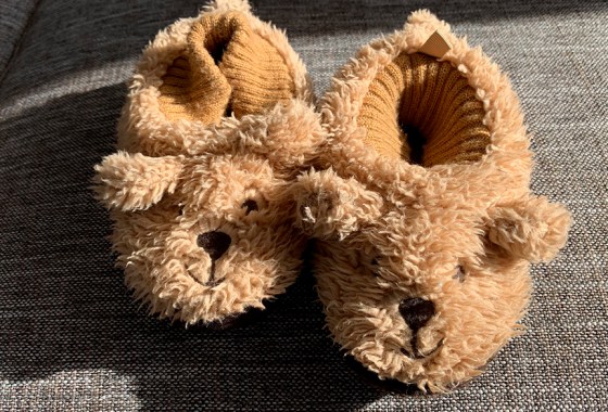 Teddy bear slippers keep feet cute and comfy