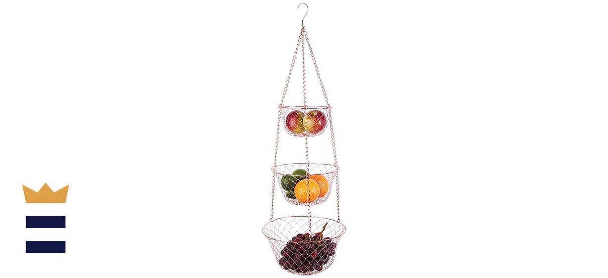 Fox Run Three-Tier Copper Kitchen Hanging Fruit Basket