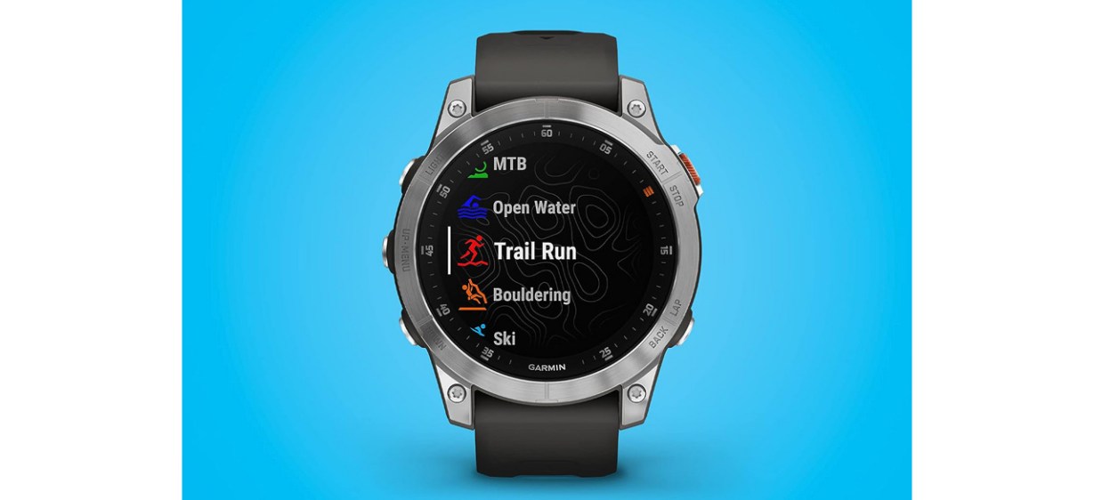 Garmin epix Gen 2 on aqua background