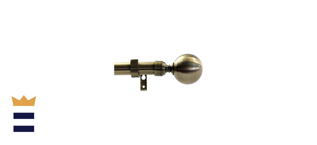 Urbanest 1 inch Diameter Steel Ball Adjustable Single Drapery Curtain Rod Antique Brass