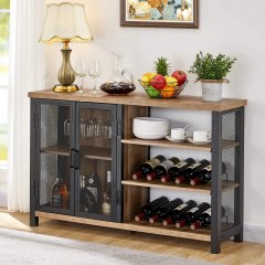 BON AUGURE Industrial Bar Cabinet with Removable Wine Rack