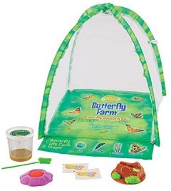 Insect Lore Deluxe Butterfly Garden with 2 Live Cups of Caterpillars & Feeding Kit