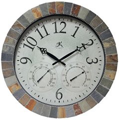 Infinity Instruments Indoor Outdoor Wall Clock with Mosaic Border