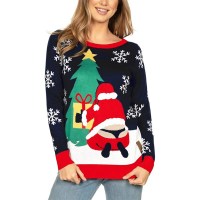 Tipsy Elves Cute Animal and Santa Claus Ugly Christmas Sweater for Women
