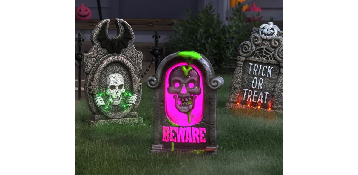 Lit Tombstone Blowmold Outdoor Halloween Decorative Prop - Hyde &amp; EEK