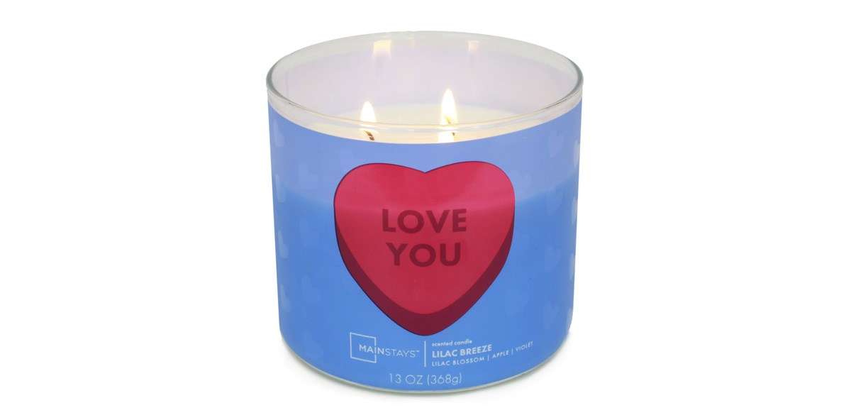 Mainstays Valentines Love You 3-Wick Candle, 13-Ounce