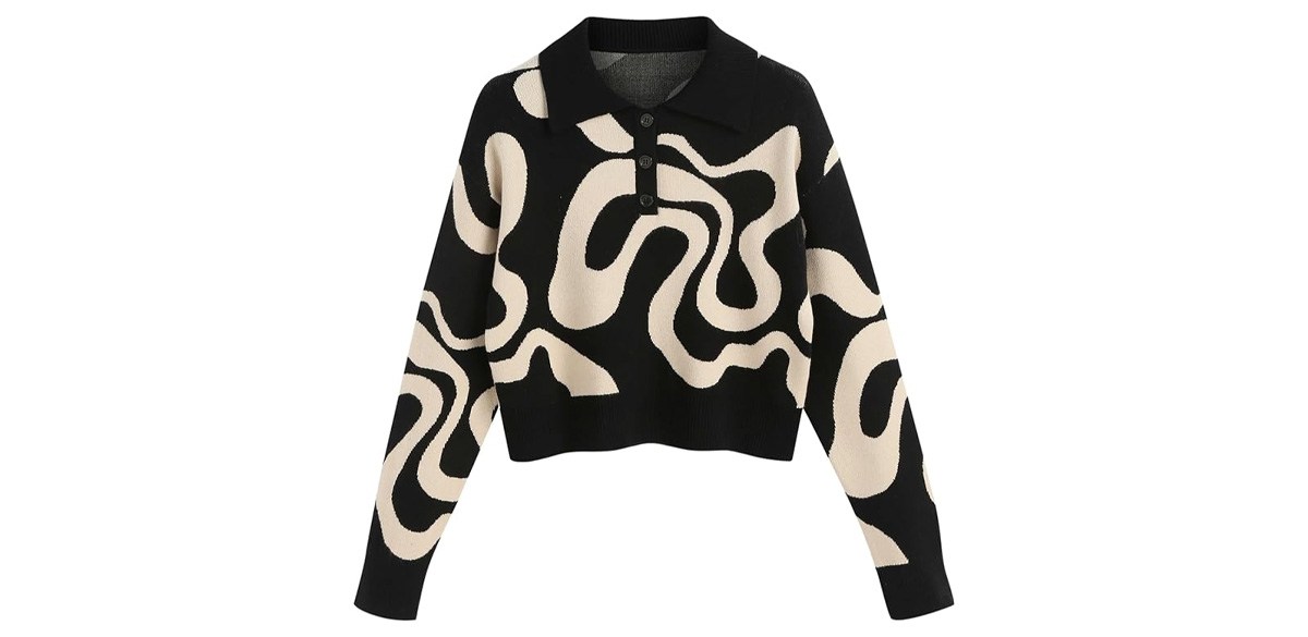 CIDER Women’s Color Block Cropped Collared Shirt