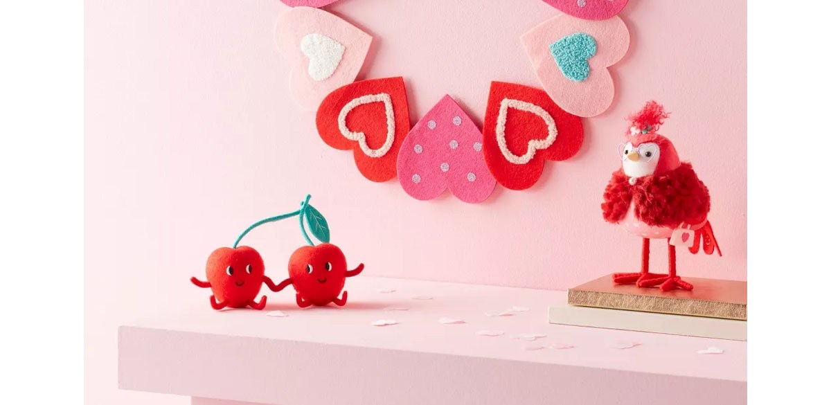Felt Cherry Duo Valentine's Day Figurine