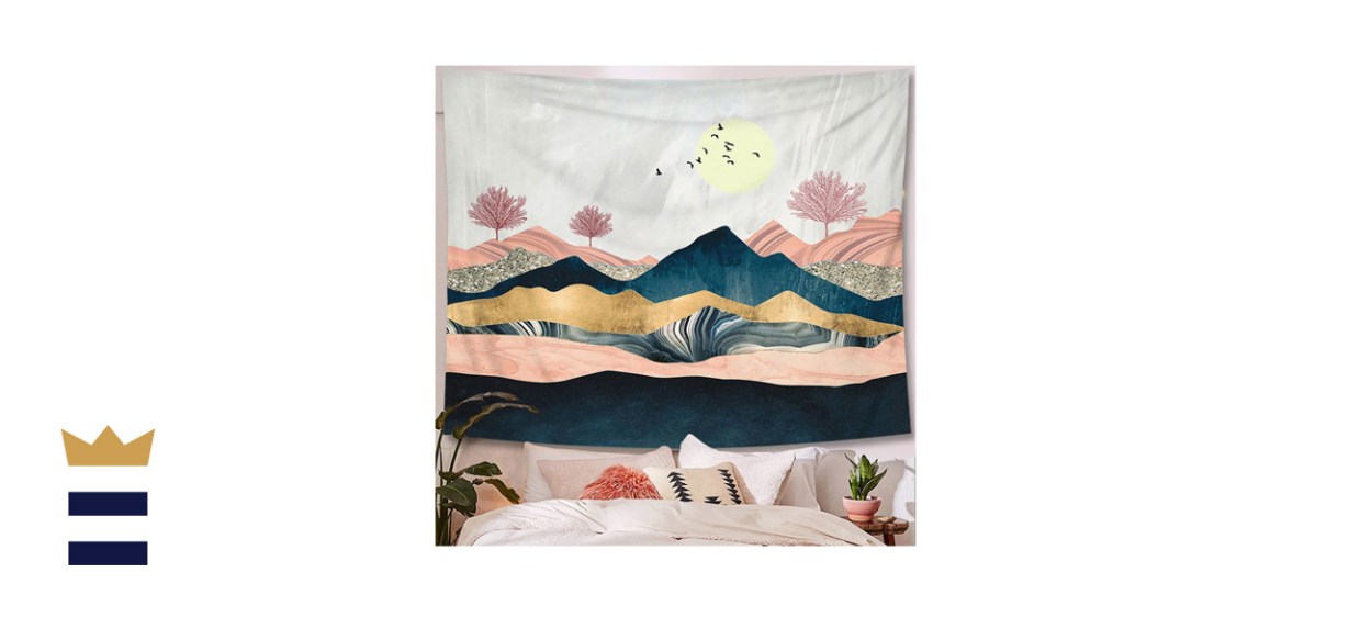 abstract sunset mountain tapestry