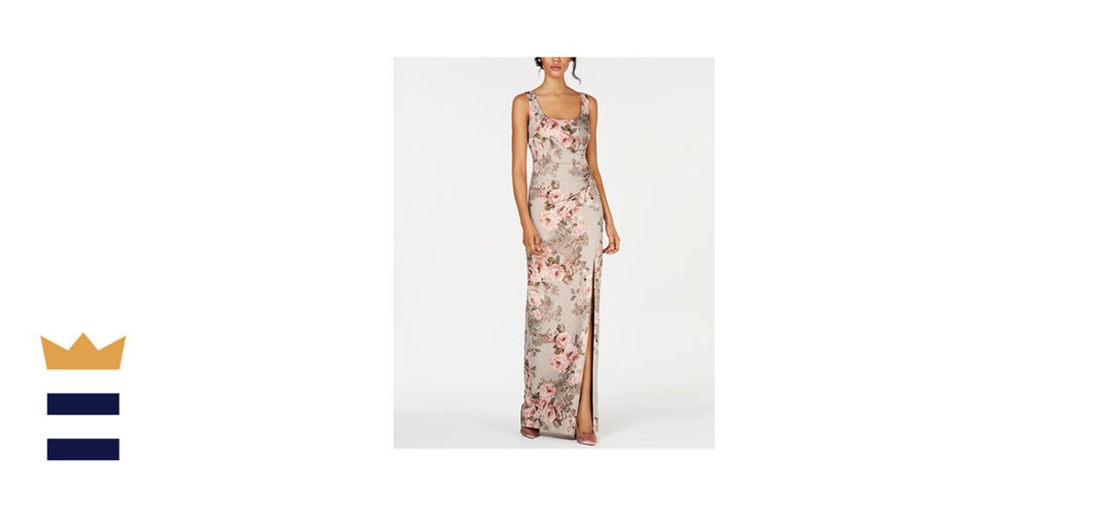 Adrianna Papell Metallic Floral-Print Gown