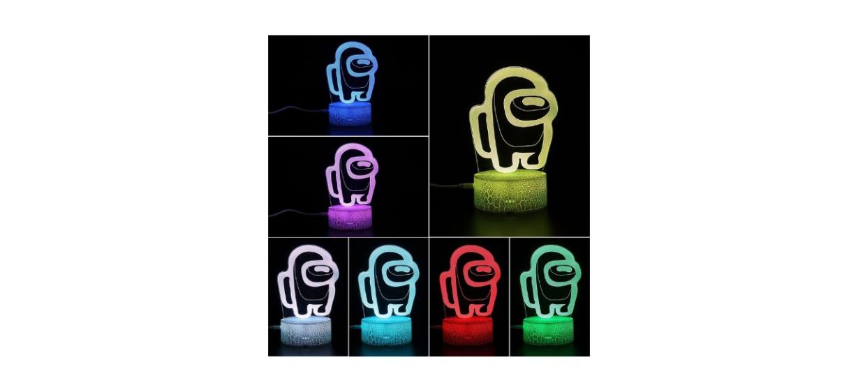 Among Us crew member lamps in different colors