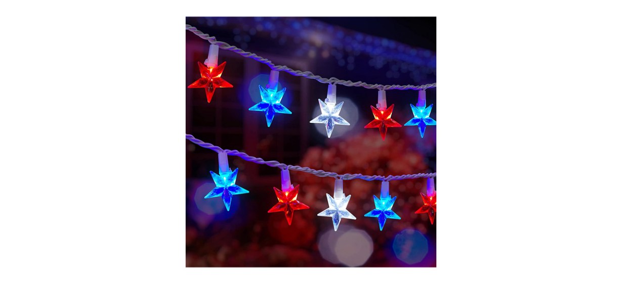 Best Brightown 4th of July Red, White, Blue Star String Lights