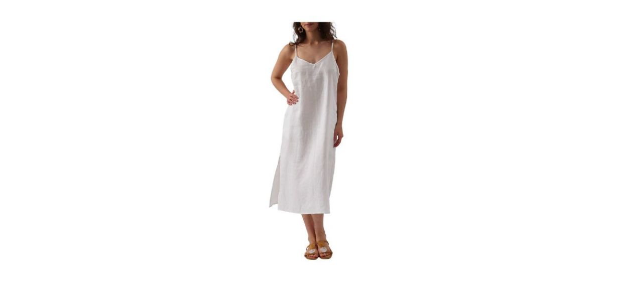 Amazhiyu Women's Linen Midi Slip Dress