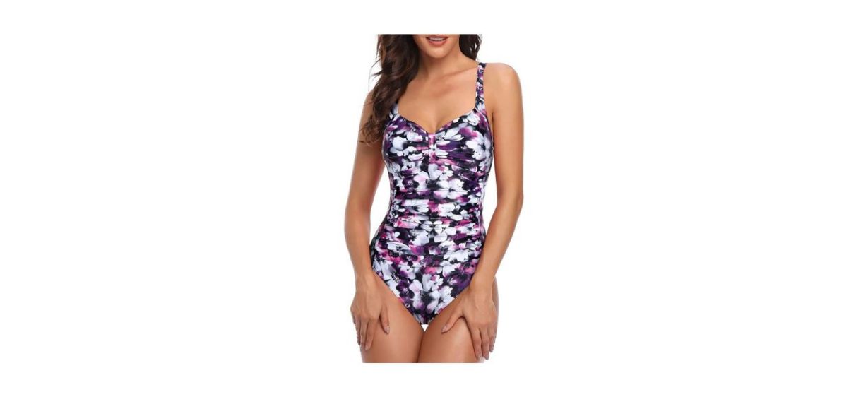 Tempt Me Women's Ruched Slimming One-Piece Swimsuit