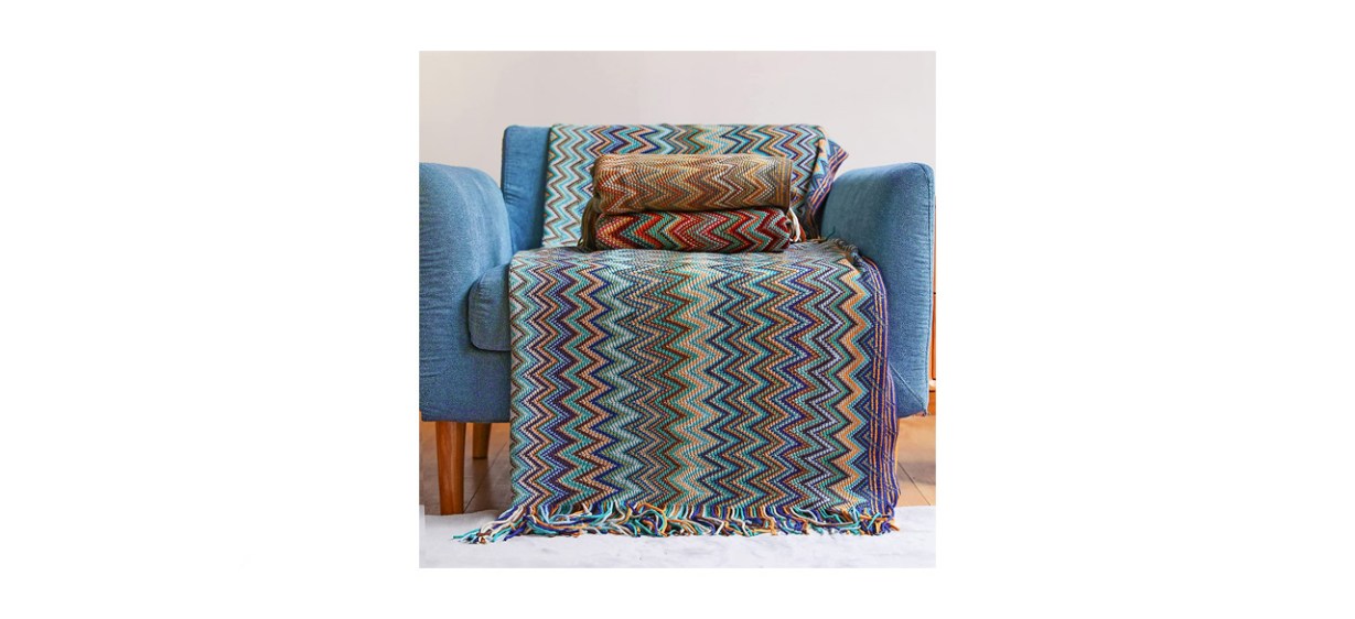 Boho Throw Outdoor Knitted Tassel Blanket