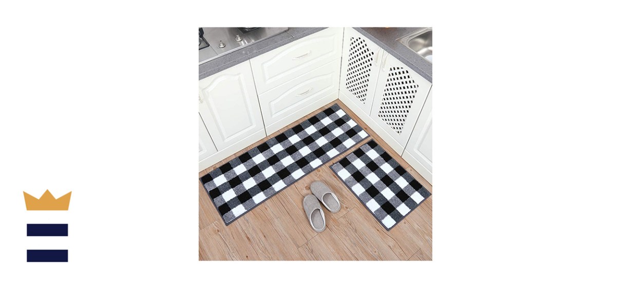 Carvapet 2 Pieces Buffalo Plaid Check Rug Set