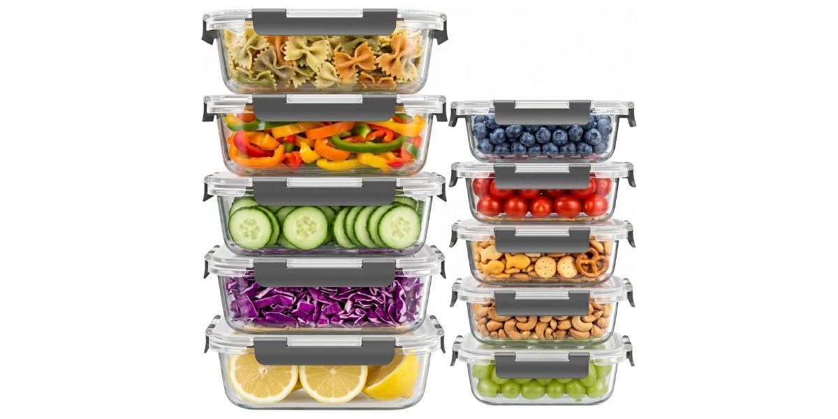 Dealusy 10 Sets (20-Piece) 36 oz &amp; 12 oz Glass Food Storage Containers