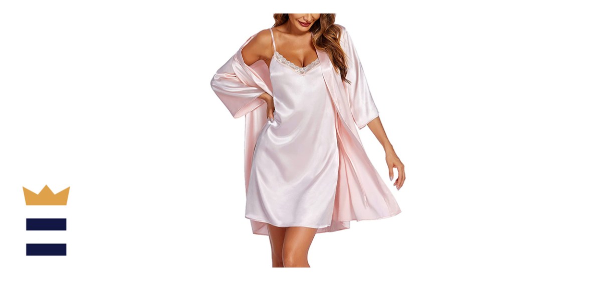 Ekouaer Satin Robe Set 2 Piece Sexy Nightgown Robes Set