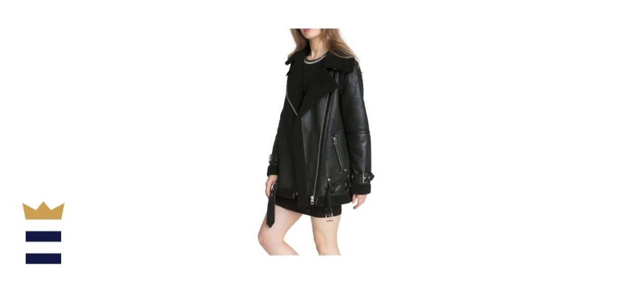 Faux Shearling Biker Jacket AVEC LES FILLES