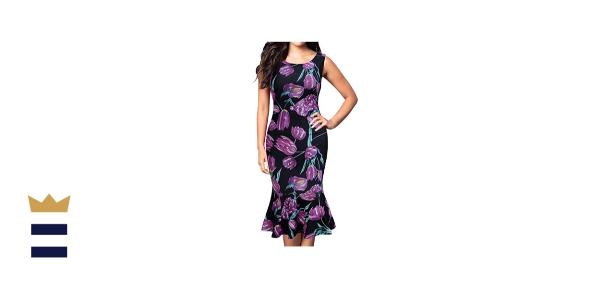 FORTRIC Women Sleeveless Fishtail Floral Summer Dress