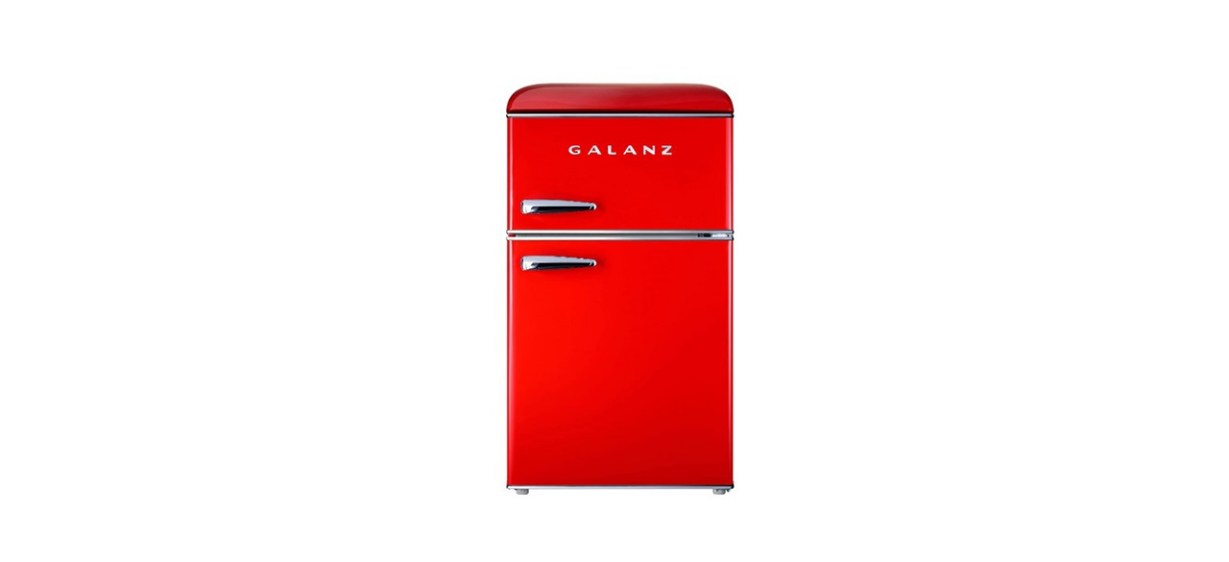 Galanz Retro Compact Refrigerator, Mini Fridge with Dual Doors, Adjustable Mechanical Thermostat with True Freezer, Red