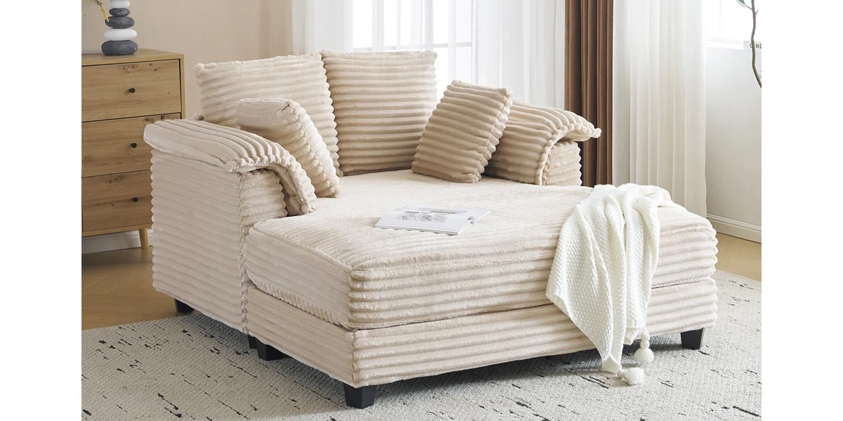 Hokku Designs Upholstered Corduroy Lounge Sofa