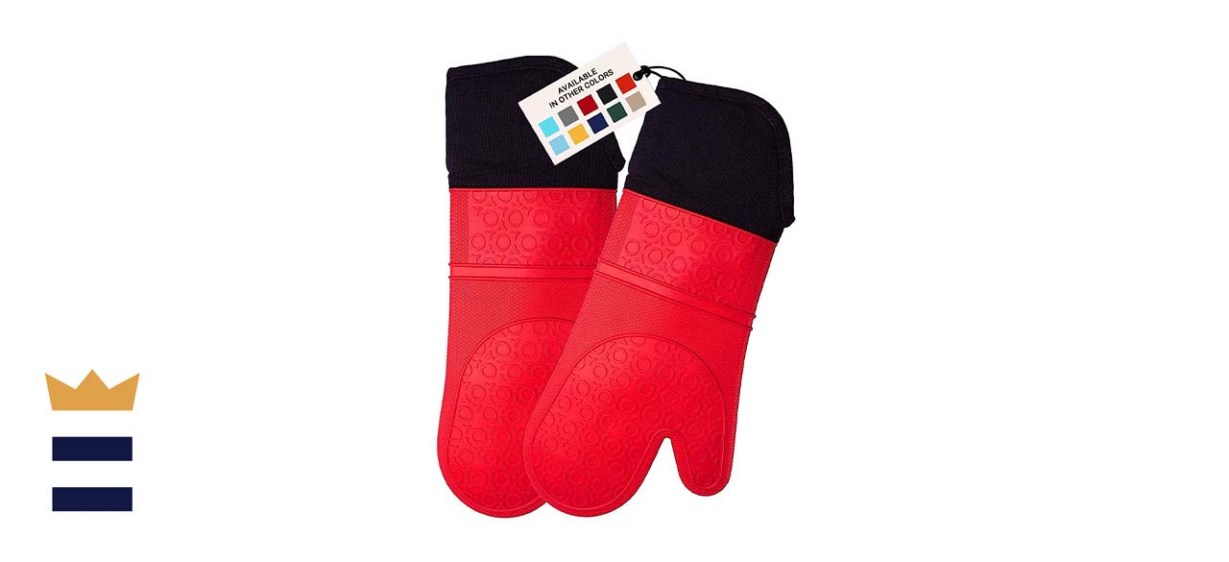 Homwe Extra Long Professional Silicone Oven Mitt Pair