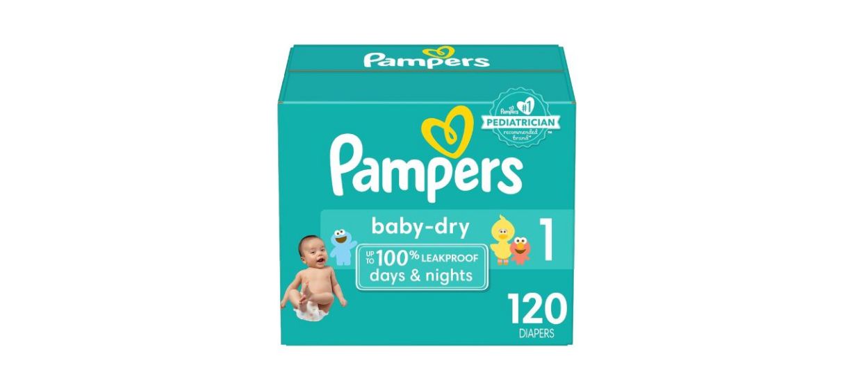Box of Pampers Baby Dry Diapers size 1