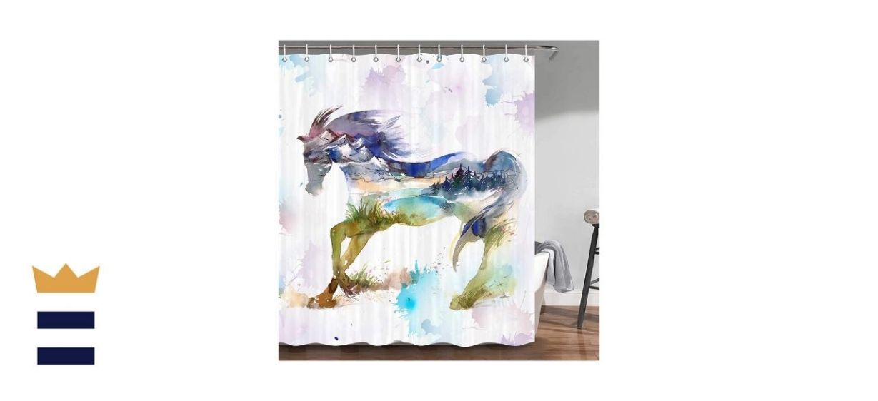 Jawo Watercolor Ink Horse Shower Curtain