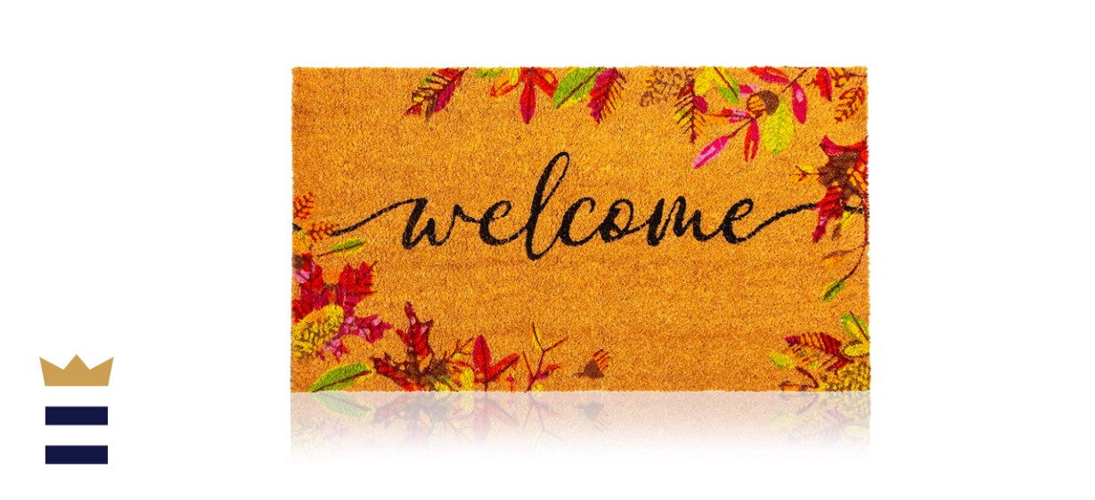 Juvale Natural Coir Welcome Door Mat, Autumn Leaves 30” x 17”