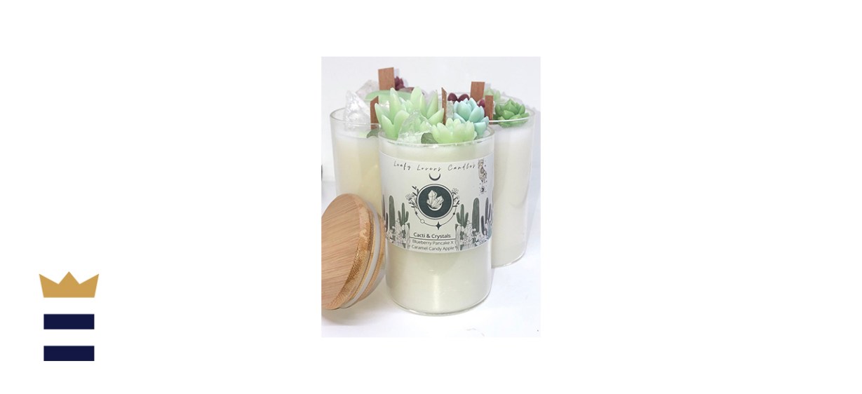 Leafy Lovers Plant Shop Cacti &amp; Crystals Collection Handmade Scented Candle Jar