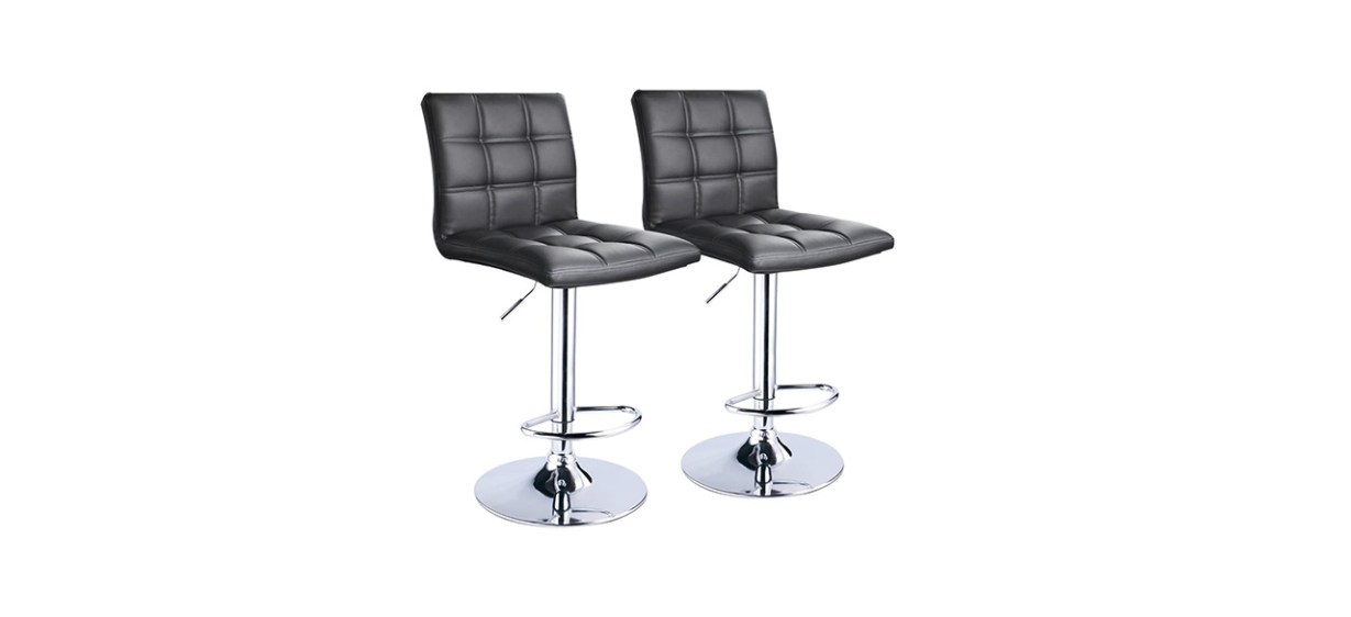 LEopard Modern Adjustable-Height Swiveling Kitchen Counter Bar Stools, Set of Two