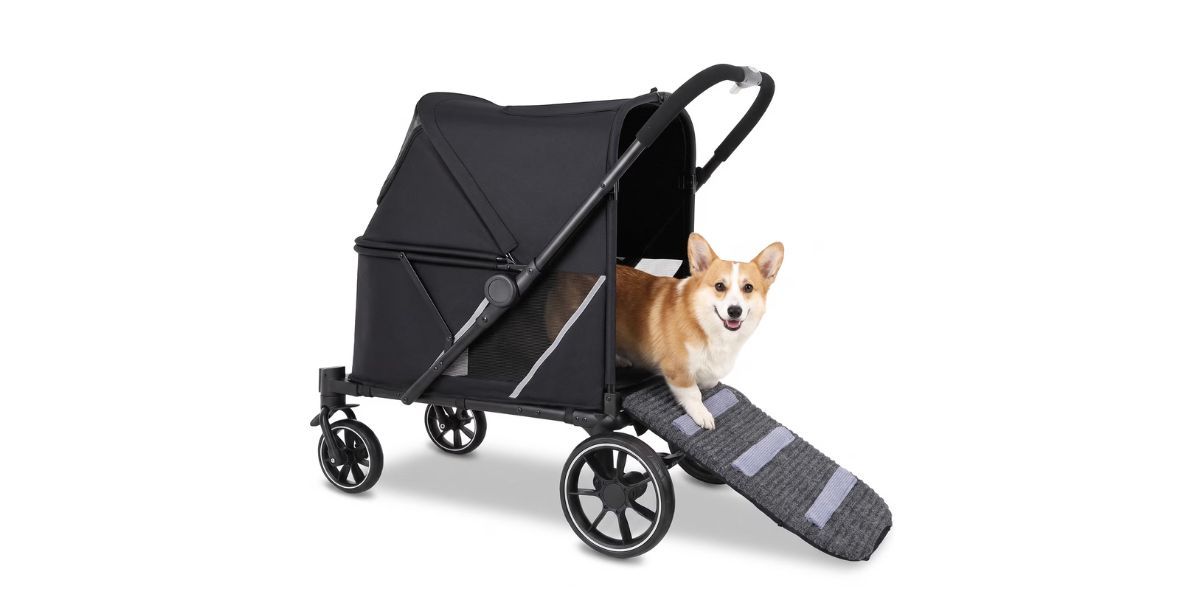 LIFERUN Foldable Pet Stroller for Medium Dogs