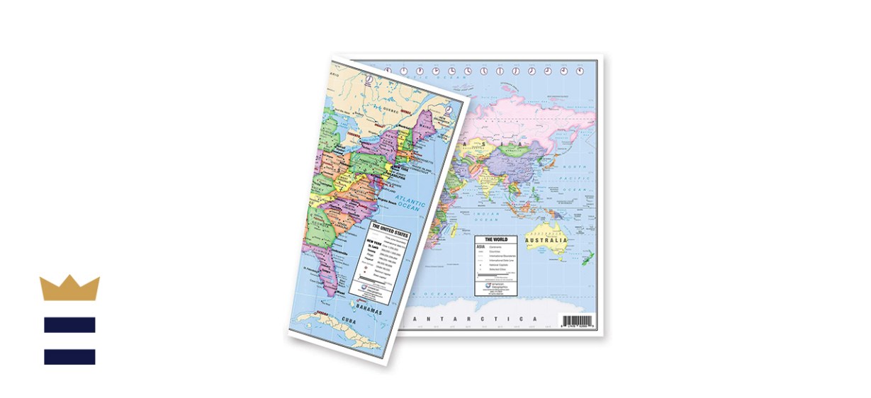 Lighthouse Geographics US and World Desk Map