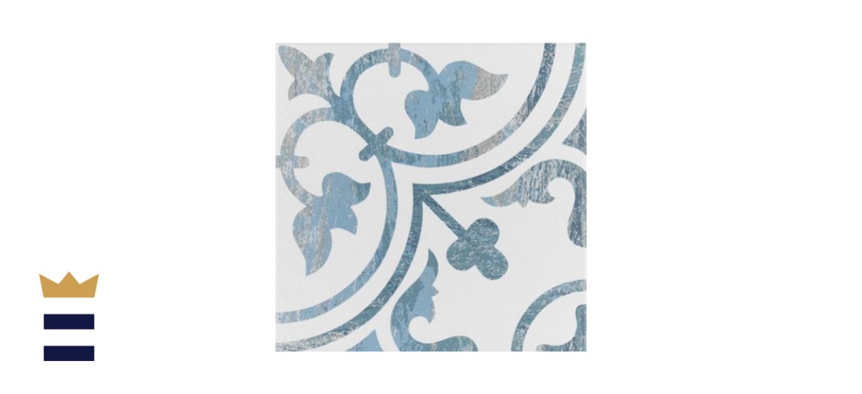 Merola Tile Cassis Arte Blue Porcelain Floor and Wall Tile