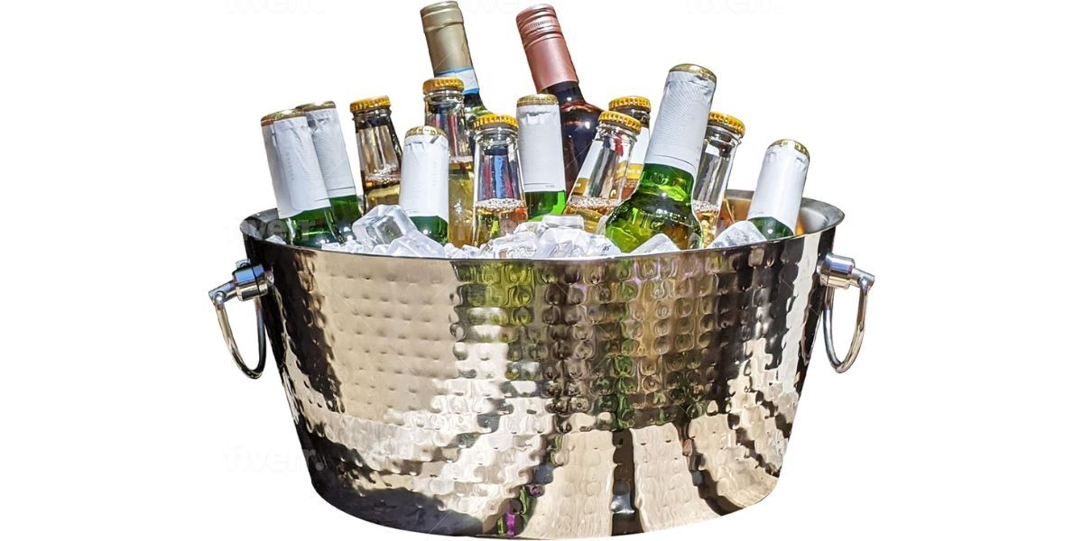 BREKX Hammered Stainless-Steel Beverage Tub