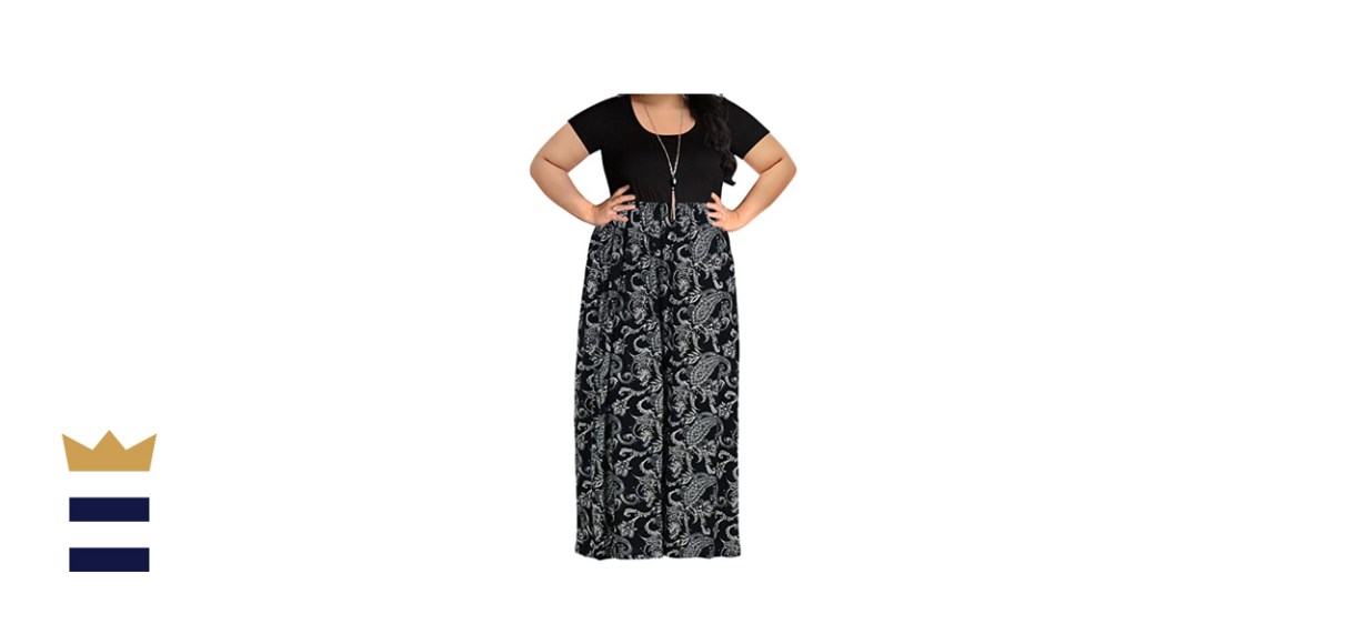 Nemidor Women's Chevron Print Summer Short Sleeve Plus-Size Casual Maxi Dress