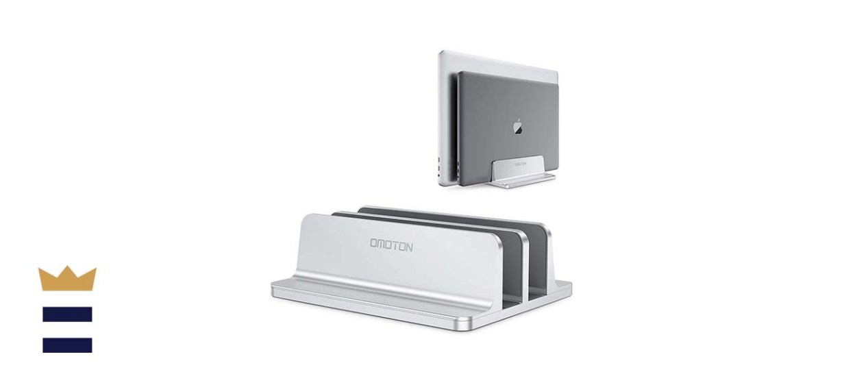 OMOTON Double Vertical Laptop Stand Holder With Adjustable Dock