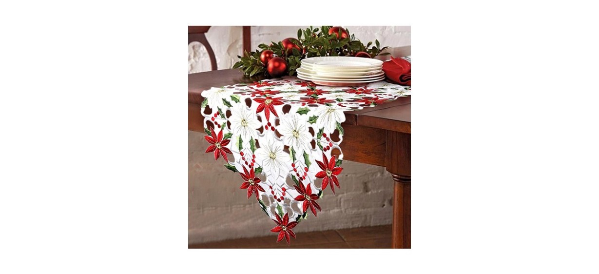 OurWarm Christmas Embroidered Table Runner