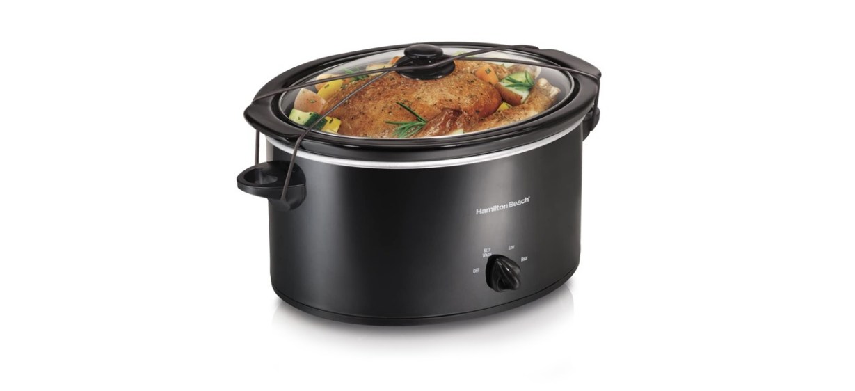 Hamilton Beach 4 Qt. Black Chrome Slow Cooker with Temperature