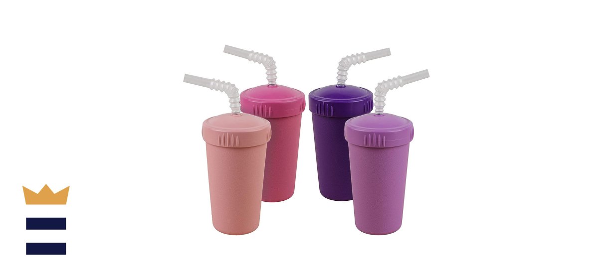 Re-Play Four-Pack Straw Cups With Reversible Straws