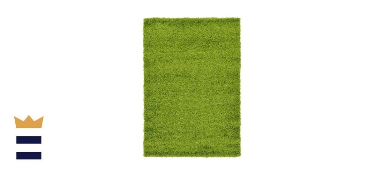 Unique Loom Solo Solid Shag Collection Grass Green Rug