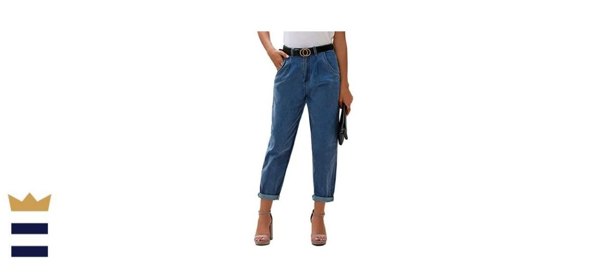 luvamia Women’s Classic High Waist Stretch Loose Balloon Tapered Mom Jeans