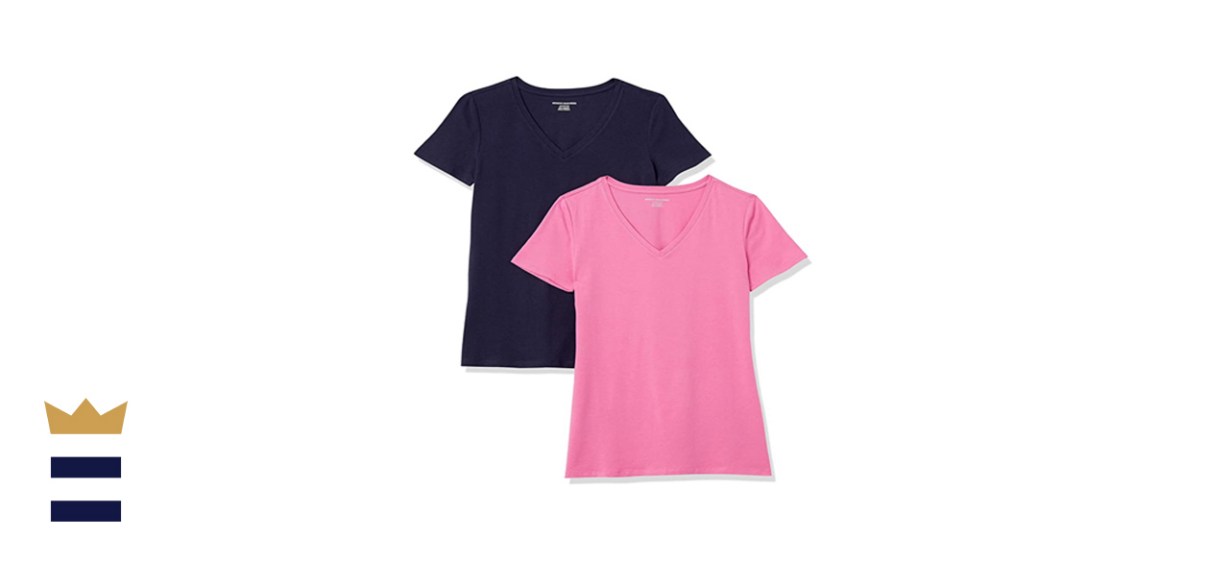 Amazon Essentials Women's 2-Pack V-Neck Classic-fit Short-Sleeve Tee Shirt