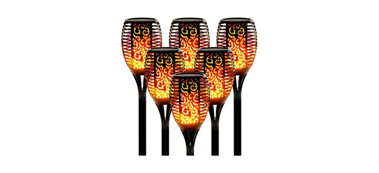 Walensee Large Solar Tiki Torches, Set of 6