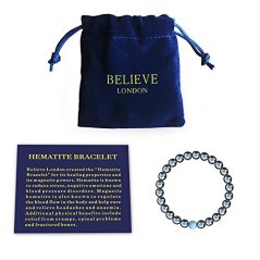 Believe London Hematite Magnetic Therapy Bracelet With Jewelry Bag & Meaning Card