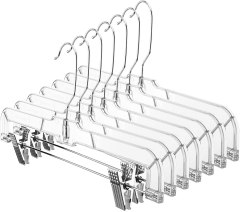 HOUSE DAY 12 Pack 14 inch Clear Plastic Skirt Hangers